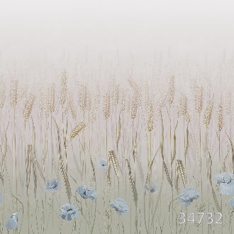 Поле с пшеницей и голубыми маками